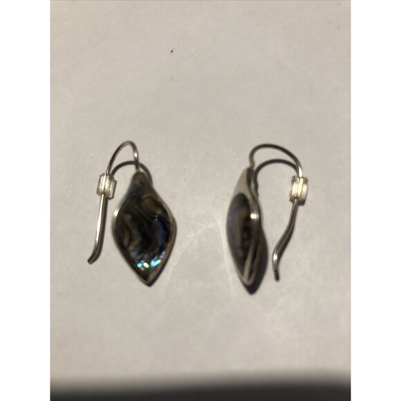 Sterling Silver Earrings .925  pear shape -abalone shell- french wire - Picture 1 of 5